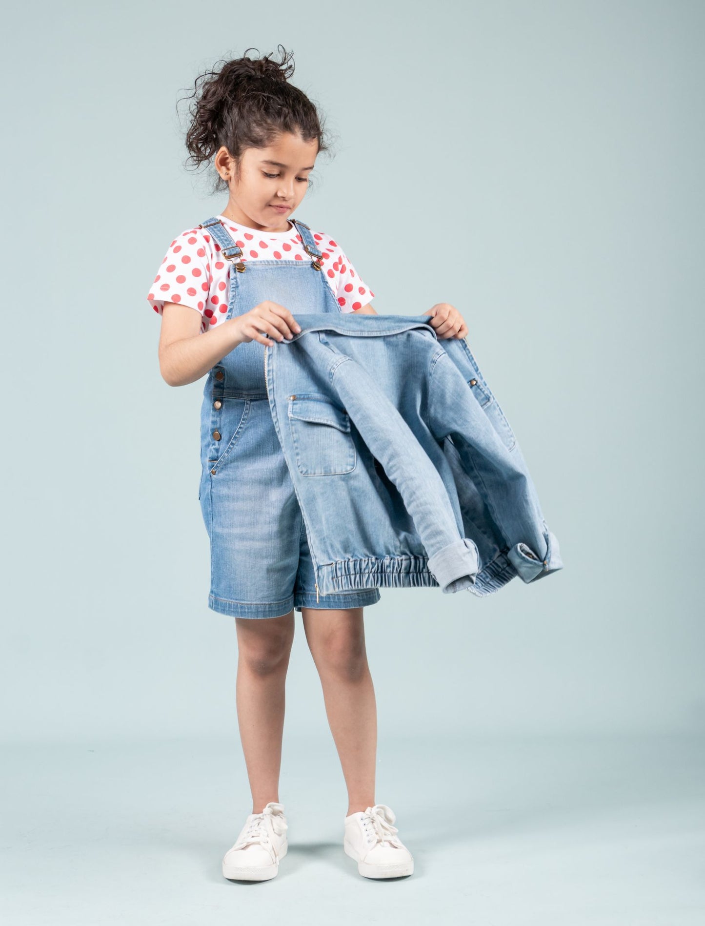 Kids Girls Premium Jacket and Dungaree with T'shirt Combo Set