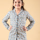 Cute Penguin Printed Nightsuit with Matching Scrunhie (Light Blue)