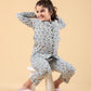 Cute Penguin Printed Nightsuit with Matching Scrunhie (Light Blue)