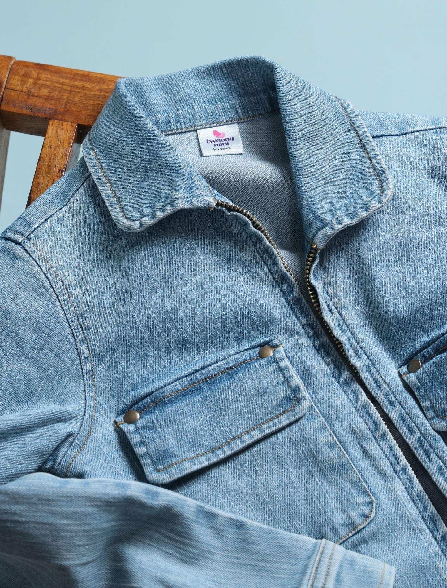Premium Denim Jacket for Girls Kids (Blue) - Tweeny Mini