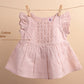 New Born Baby Girls Pure Cotton Summer Frock Dress with Headband and Bloomer (Beige)