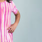 Girls Kids Tie Dye Striped Pure Cotton A-line Dress (Mid-thigh, Pink)