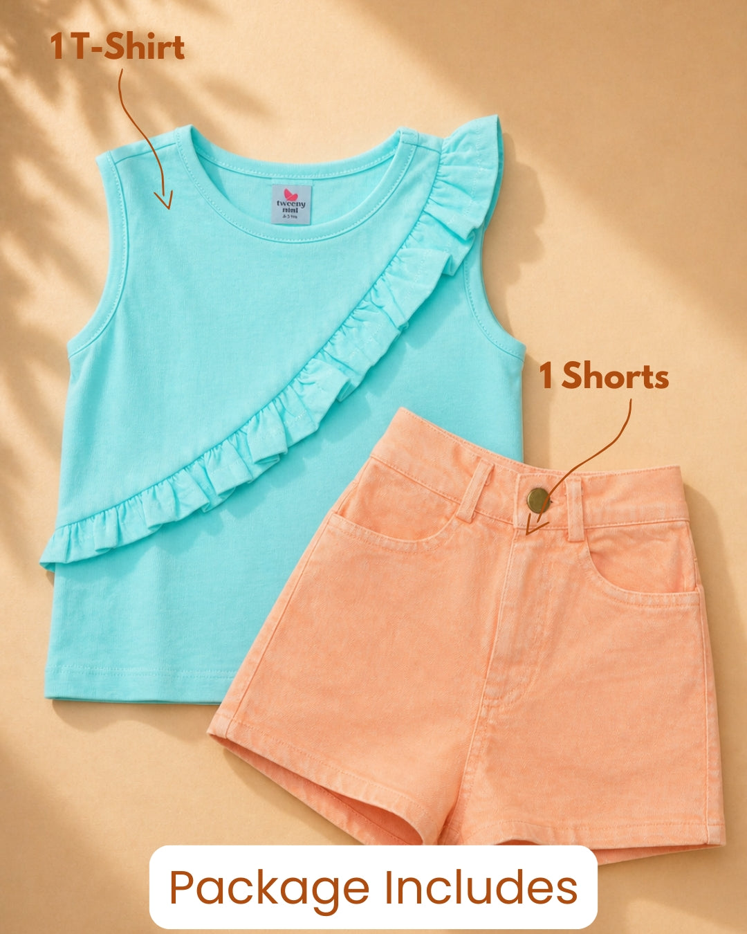 Girls Clothing Set-Peach Aqua