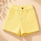 Girls Yellow Denim Cotton Shorts