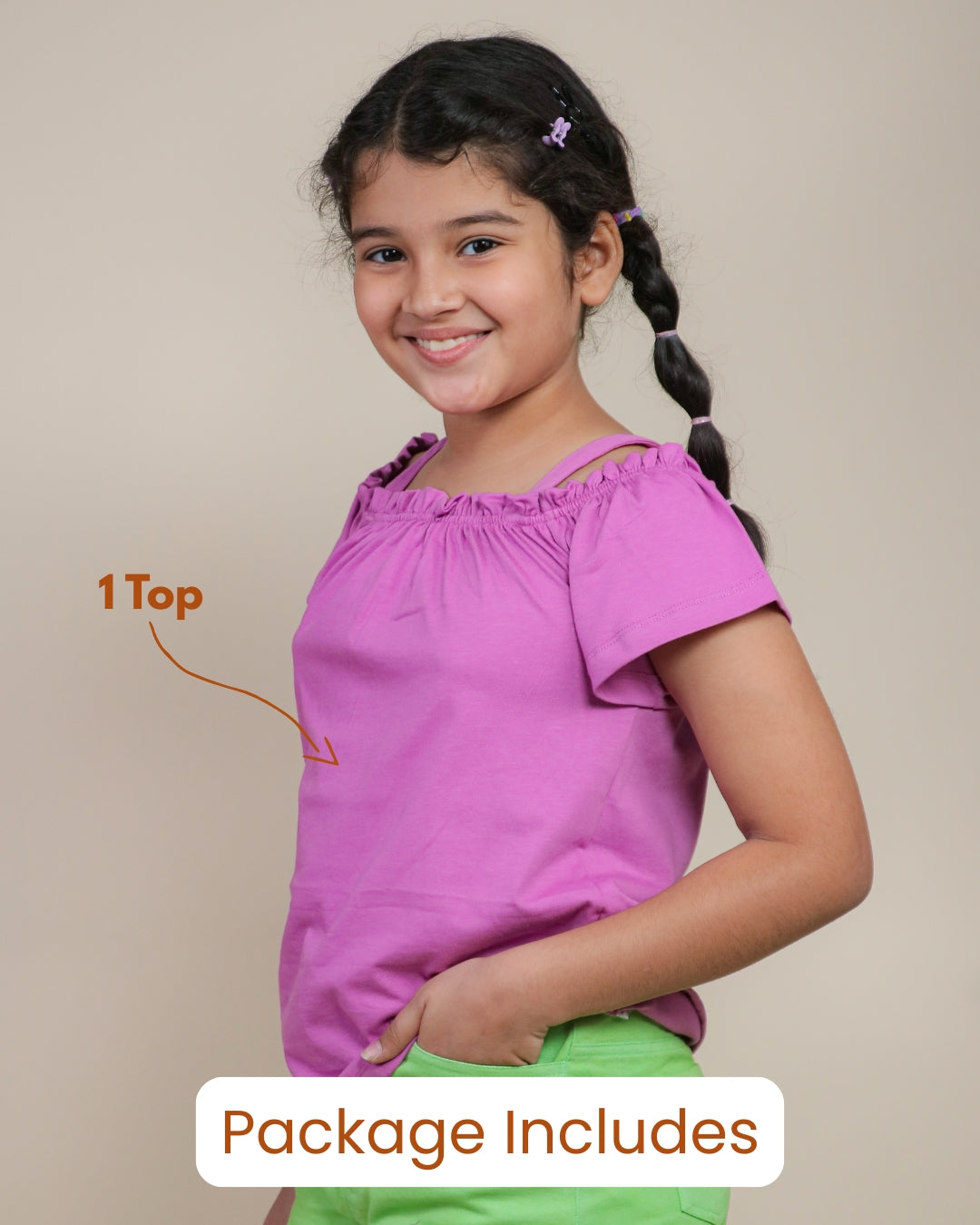 Gathered Neck Top - Magenta