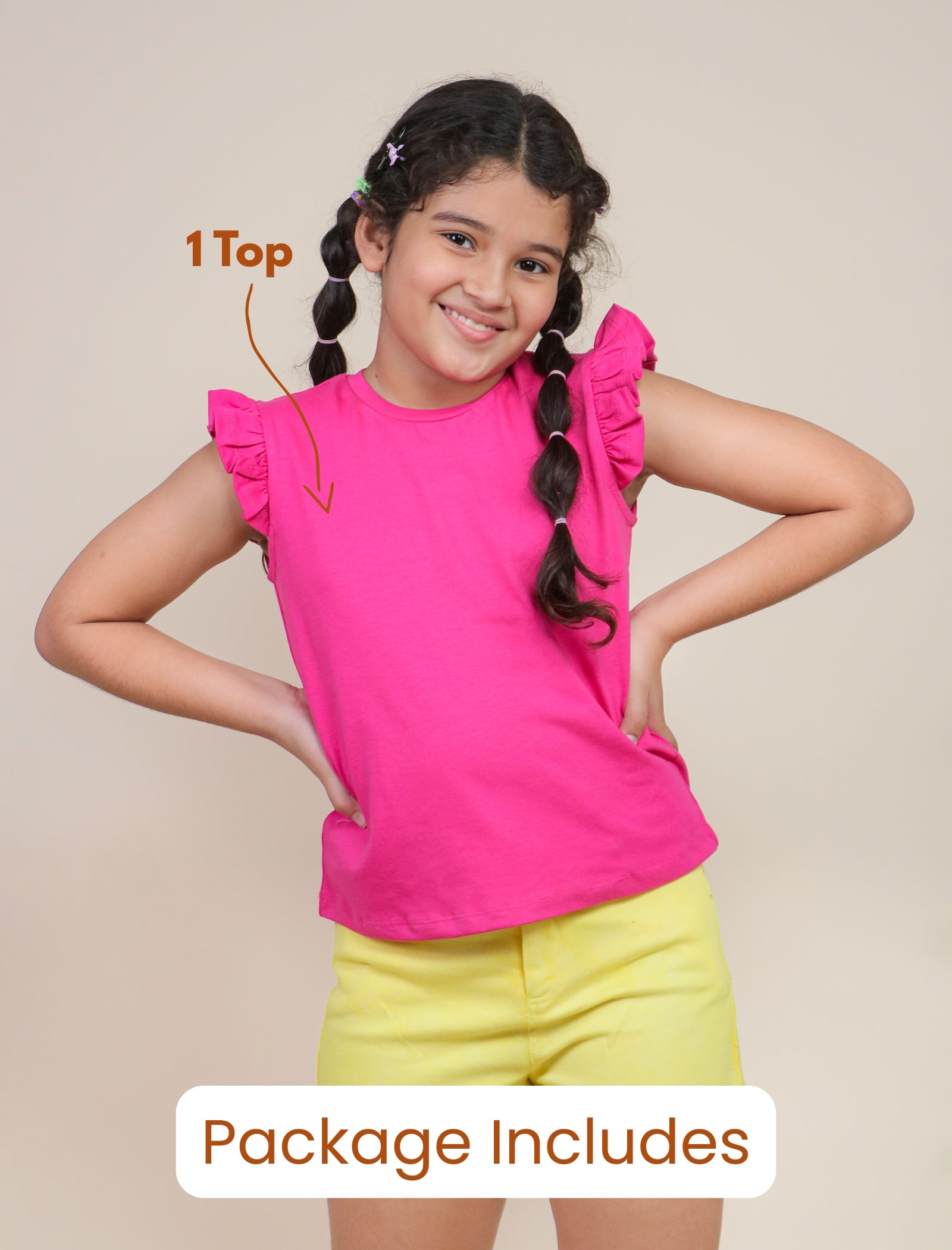 Flutter Sleeve Top - Hot Pink