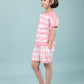 Girls Kids Cotton Co-ord Set Tie-Dyed T-shirt and Shorts Loungewear for Summer (Pink)