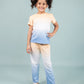 Girls Kids Ombre Pattern Tie-Dye Pure Cotton Sleepwear (Orange - Blue)