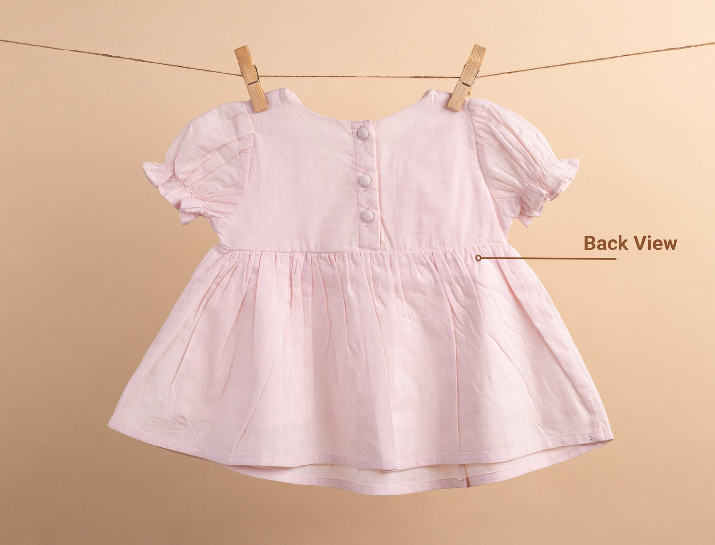 New Born Infant Pure Cotton Hand Pin-tuck Frock Dress (Baby Pink)