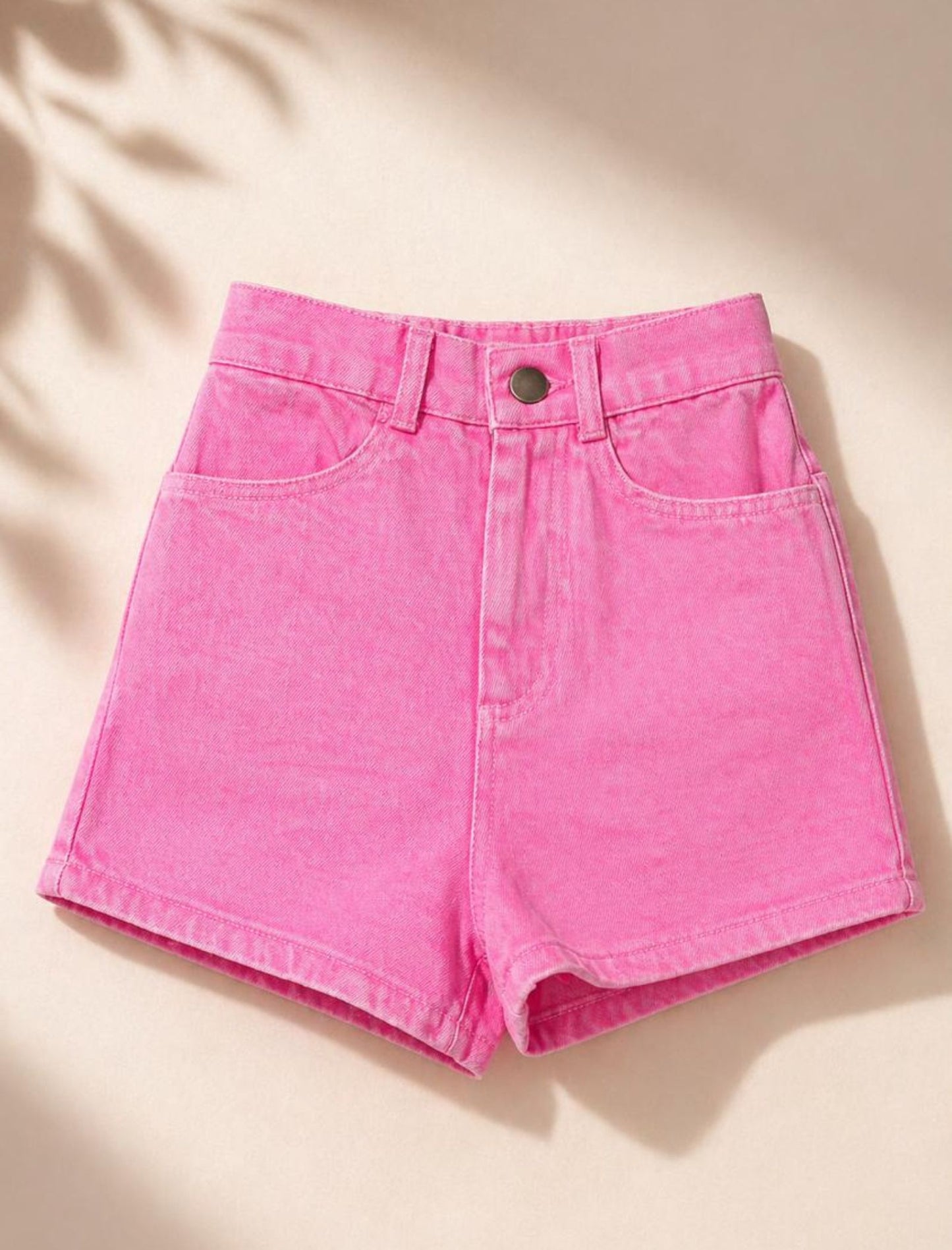 Candy Pink Denim Shorts for Girls