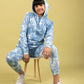 Girls Kids Winter Tie-Dye Hoodie Joggers Track Suit Set (Cerulean Blue)