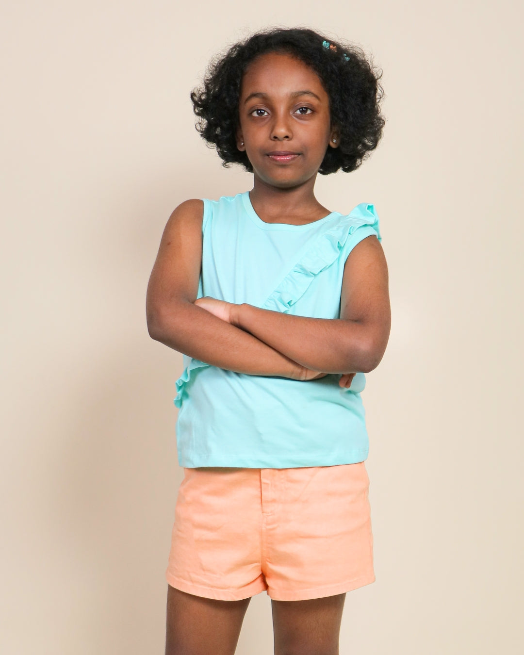 Girls Clothing Set-Peach Aqua