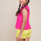 Tweeny Mini sunshine yellow girls' shorts laid flat, spring summer cotton blend