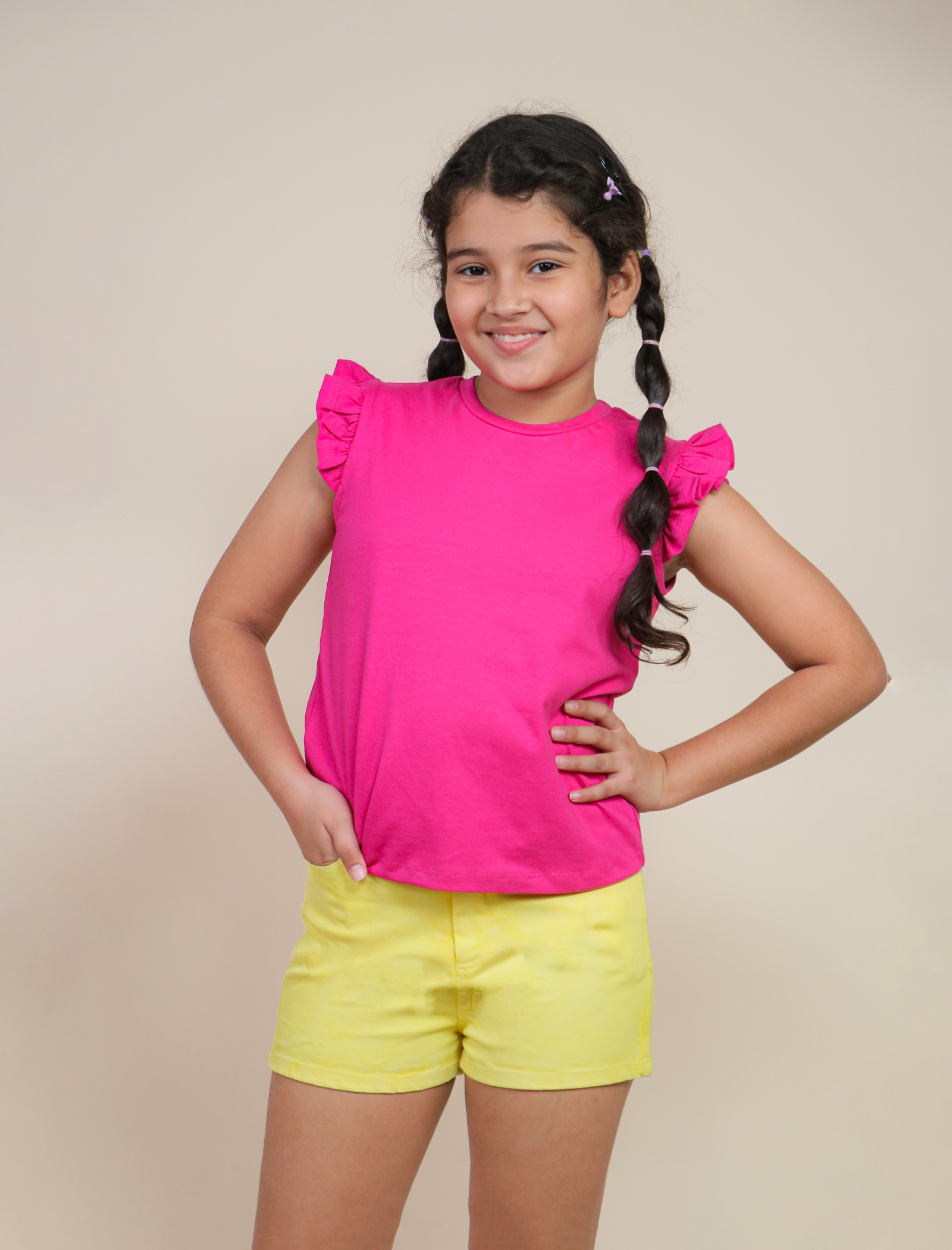 Flutter Sleeve Top - Hot Pink
