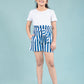 Girls Kids Pure Cotton Summer Striped Shorts (Blue)