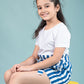 Girls Kids Pure Cotton Summer Striped Shorts (Blue)