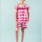 Girls Kids Tie Dye Summer Pure Cotton Romper (Pink)