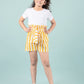 Girls Kids Pure Cotton Summer Striped Shorts (Yellow)