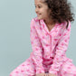 Girls Kids Pure Rayon Butterfly Printed Sleepwear Full Sleeve with Matching Headband (Pink)