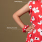 Classic Red Floral Dress (Red)