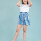 Girls Kids Pure Cotton Summer Striped Shorts (Blue)