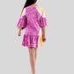 Girls Kids Pure Cotton Tie Dye A-line Dress (Orange-Pink)