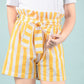 Girls Kids Pure Cotton Summer Striped Shorts (Yellow)