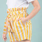 Girls Kids Pure Cotton Summer Striped Shorts (Yellow)