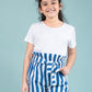 Girls Kids Pure Cotton Summer Striped Shorts (Blue)