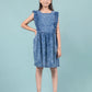 Elegant Style Denim Frill Dress (Dark Blue)