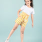 Girls Kids Pure Cotton Summer Striped Shorts (Yellow)