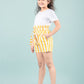 Girls Kids Pure Cotton Summer Striped Shorts (Yellow)