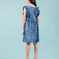 Elegant Style Denim Frill Dress (Dark Blue)