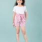 Girls Kids Pure Cotton Summer Striped Shorts (Pink)