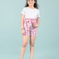 Girls Kids Pure Cotton Summer Striped Shorts (Pink)