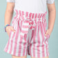 Girls Kids Pure Cotton Summer Striped Shorts (Pink)