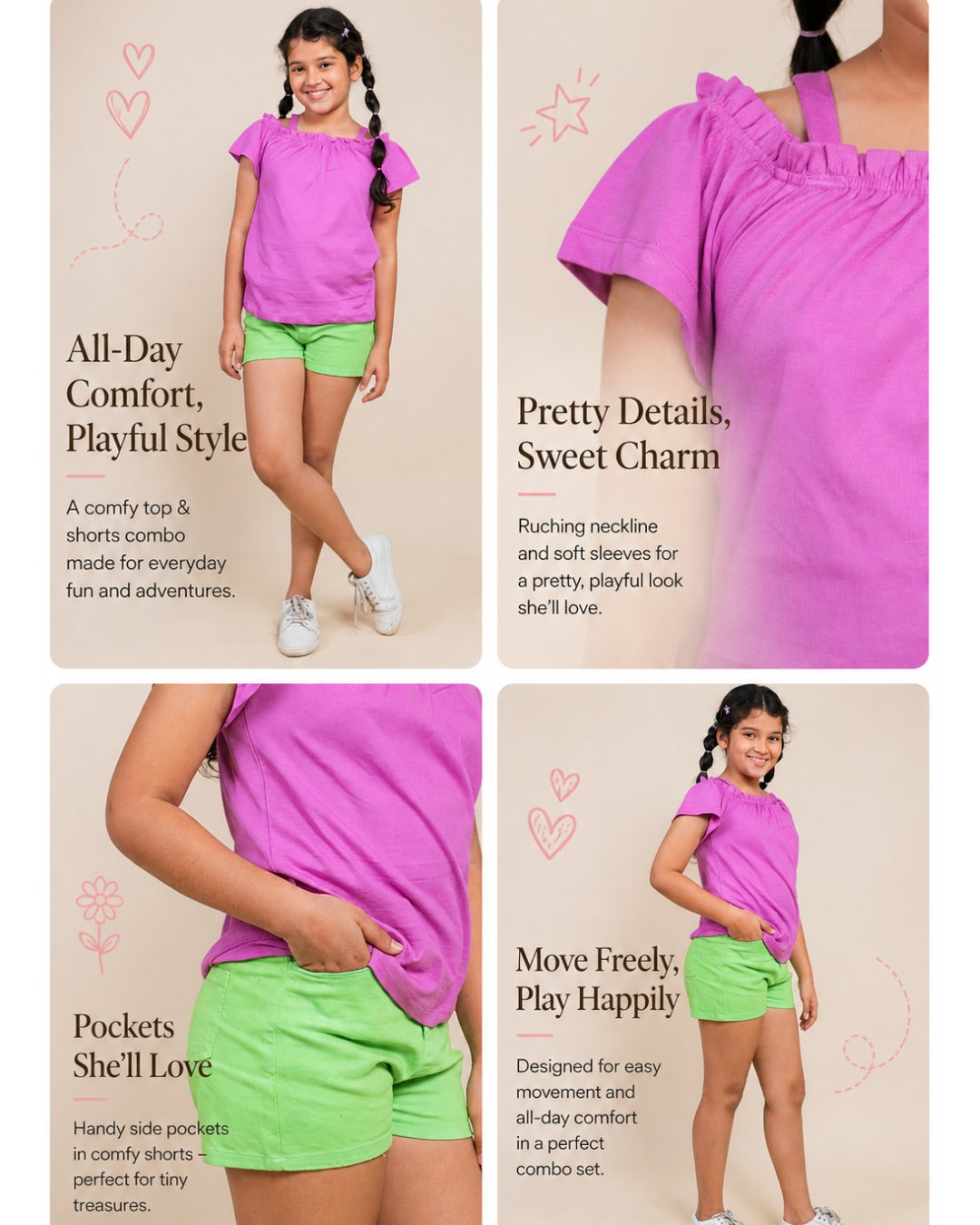 Clothing Set-Green Magenta