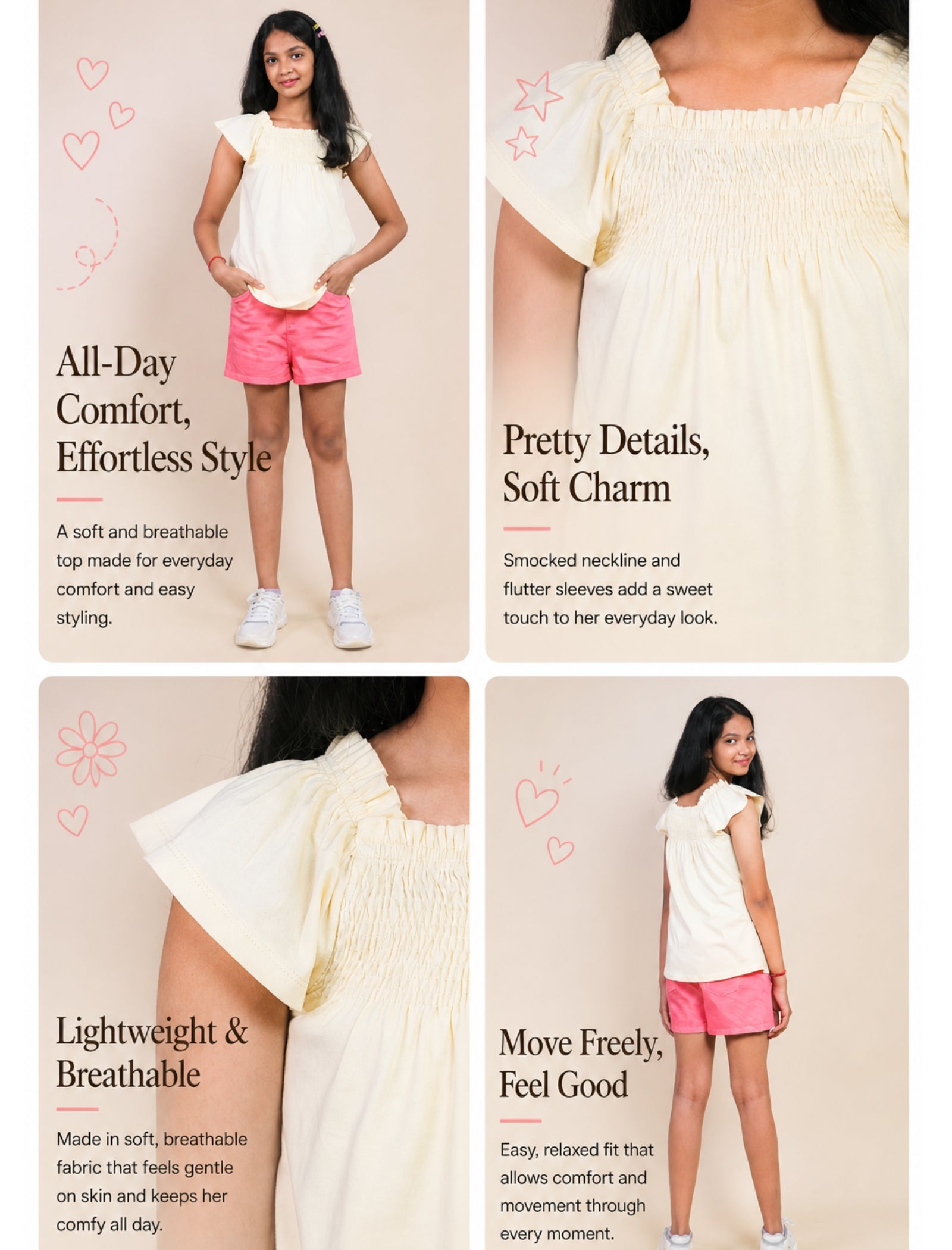 Summer Smocked Top - Lemon Yellow