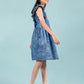 Elegant Style Denim Frill Dress (Dark Blue)