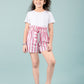 Girls Kids Pure Cotton Summer Striped Shorts (Pink)