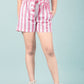 Girls Kids Pure Cotton Summer Striped Shorts (Pink)