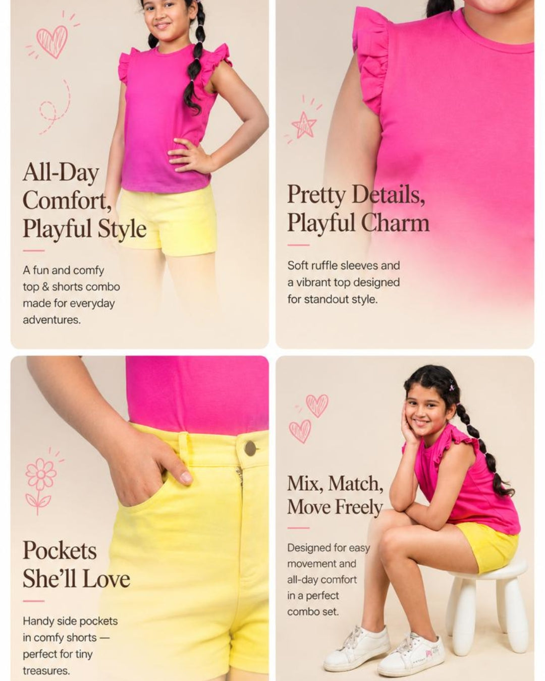 Clothing Set-Yellow Pink