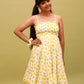 Kids Girls Lemon Printed Pure Cotton Premium Summer Dress with Scrunchies (Yellow)