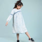 Acid Wash Denim Dress for Girls Kids with Full Sleeves (Light Blue) - Tweeny Mini