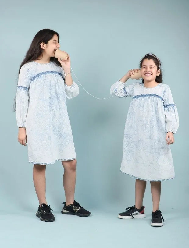 Acid Wash Denim Dress-Tweeny Mini