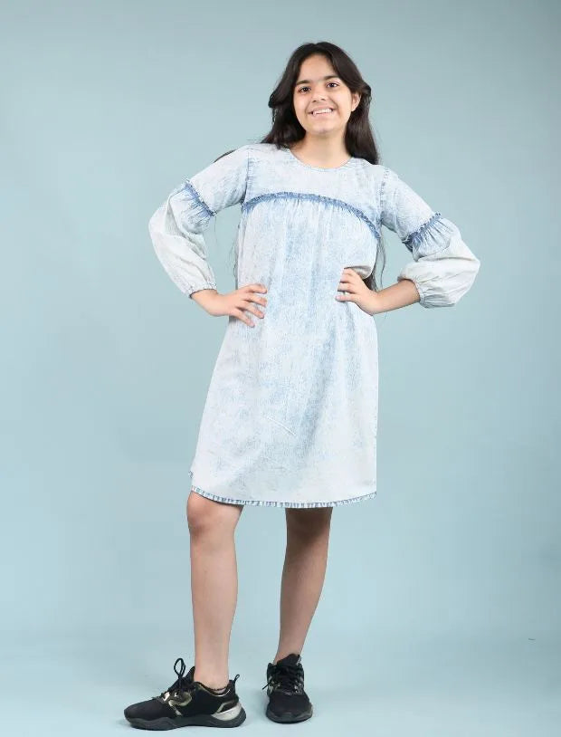 Acid Wash Denim Dress-Tweeny Mini