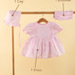 Newborn Baby Girl Summer Frock with Matching Cap and Bloomer (Pink) - Tweeny Mini