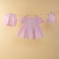 Newborn Baby Girl Summer Frock with Matching Cap and Bloomer (Pink) - Tweeny Mini