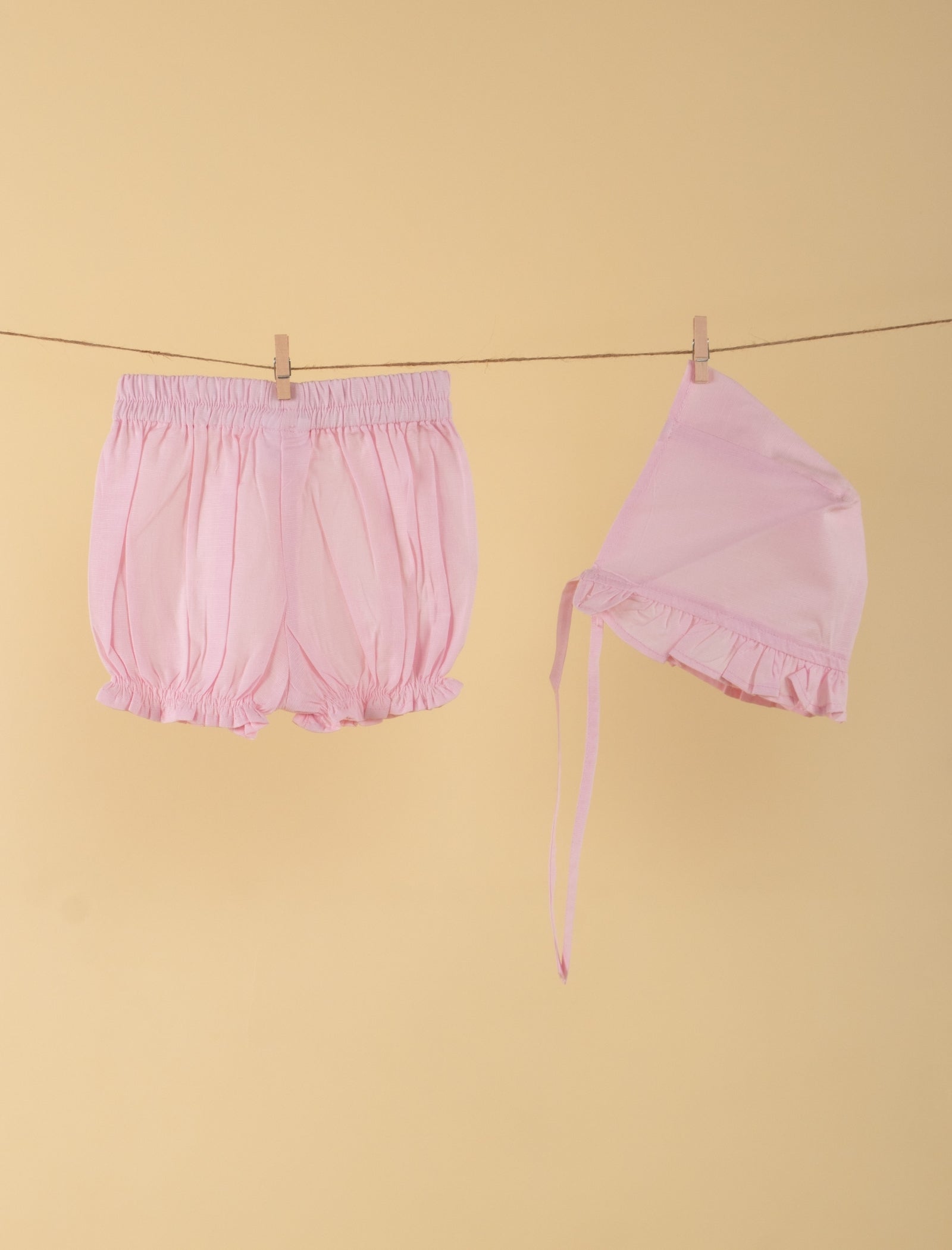 Newborn Baby Girl Summer Frock with Matching Cap and Bloomer (Pink) - Tweeny Mini