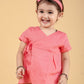 Pure Cotton Wrap Style Infant Baby Dress For Girls Kids with Headband (Coral Red) - Tweeny Mini